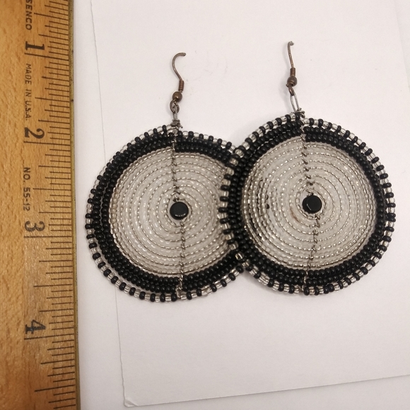 Round Beaded Earrings Made in Kenya - Picture 3 of 3